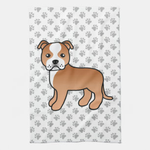 Linge De Cuisine Terrier Staffordshire Bull Terrier rouge et blanc