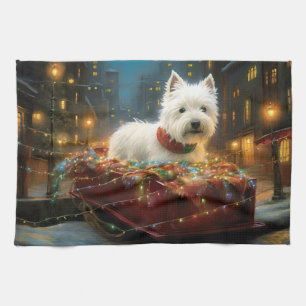 Linge De Cuisine Terrier West Highland White Noël Festif