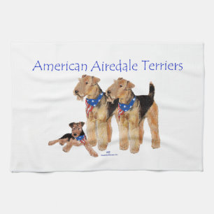 Linge De Cuisine Térriers Airedale Drapeau Américain