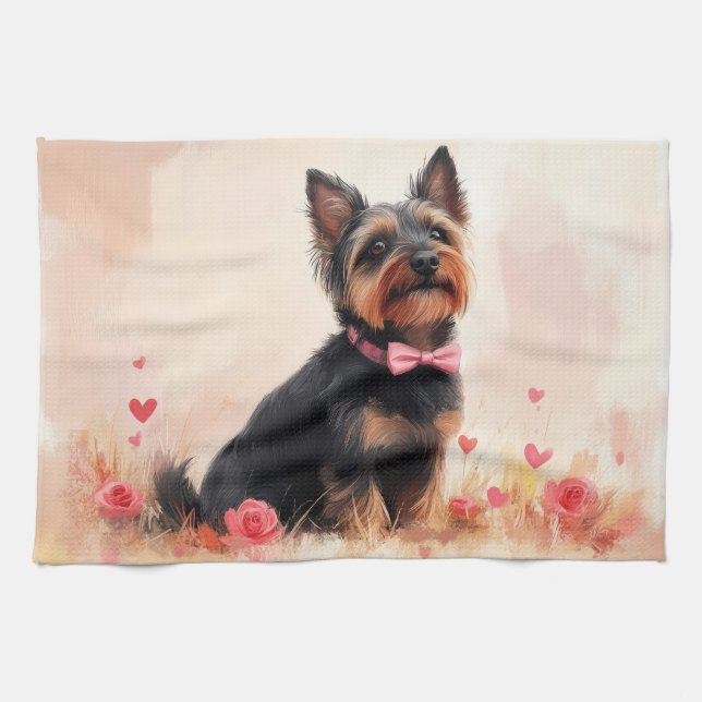 Linge De Cuisine Tervier Australien avec des Roses - Saint-Valentin (Horizontal)
