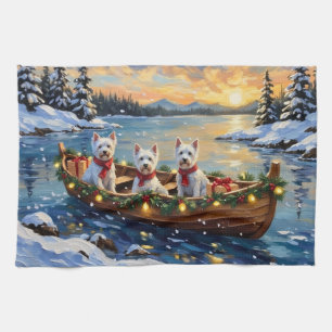 Linge De Cuisine Tervueren West Highland White Terrier Noël Bateau 