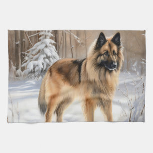Linge De Cuisine Tervuren Belge Qu'il neige Noël 