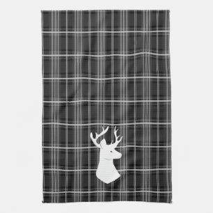 Linge De Cuisine Tête d'attelage sur plaque noire et blanche