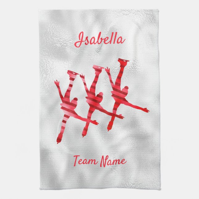 Linge De Cuisine Tête de patinage synchronisée rouge arabesque (Vertical)