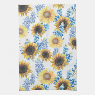 Linge De Cuisine Texas Bluebonnet & Sunflower Watercolor