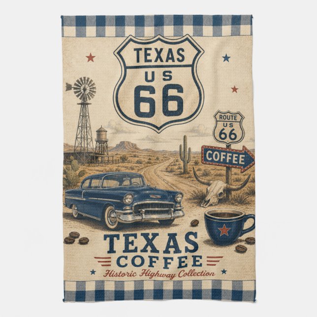 Linge De Cuisine Texas Route 66 Coffee Ranch Américain (Vertical)