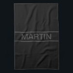 Linge De Cuisine Texte personnalisable | Gras moderne noir et gris<br><div class="desc">Un look contemporain audacieux.</div>