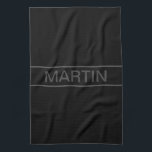 Linge De Cuisine Texte personnalisable | Gras moderne noir et gris<br><div class="desc">Un look contemporain audacieux.</div>