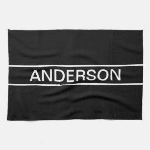 Linge De Cuisine Texte personnalisable Moderne gras Noir & Blanc