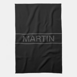 Linge De Cuisine Texte personnalisable Noir Moderne Gras & Gris F
