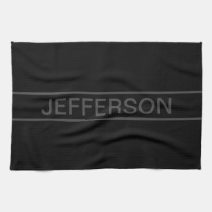Linge De Cuisine Texte personnalisable Noir Moderne Gras & Gris F