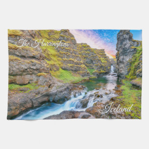 Linge De Cuisine Texte Personnalisé Cascades de Kolufossar, Islande