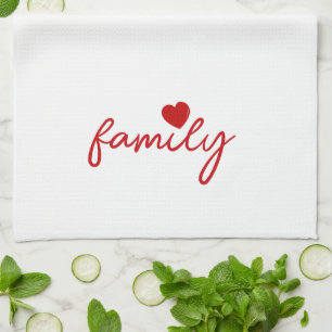 Linge De Cuisine Texte personnalisé de la famille Coeur