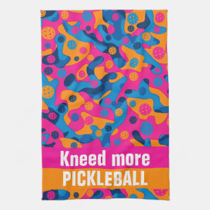 Linge De Cuisine Texte personnalisé Pickleball Party Camo