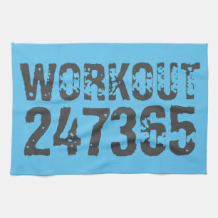 Linge De Cuisine Texte usé et rayé Workout 247365 bleu