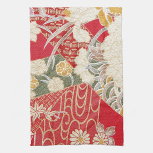 Linge De Cuisine Textile japonais de KIMONO, motif floral