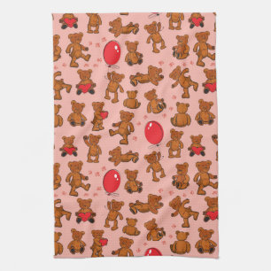 Linge De Cuisine Texture avec le nounours, coeurs