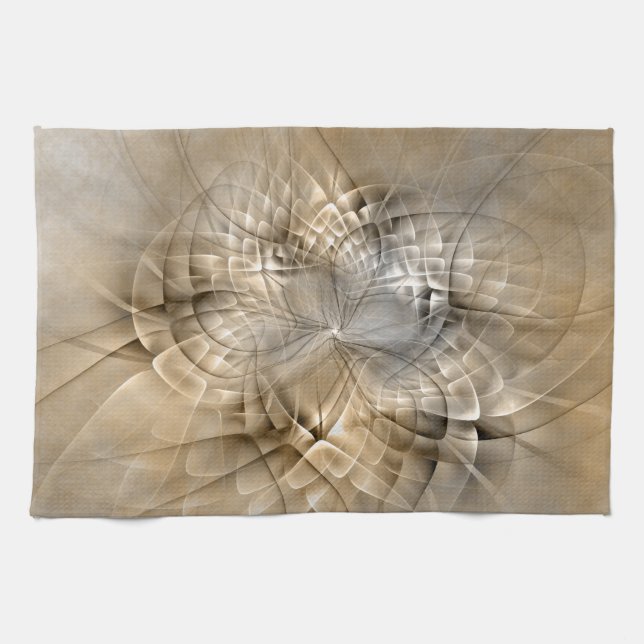 Linge De Cuisine Texture d'art fractal moderne abstrait Tons de Ter (Horizontal)