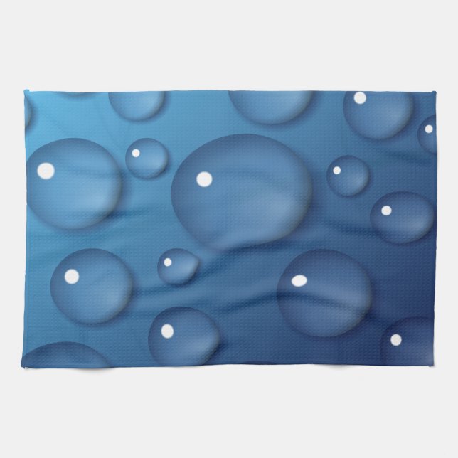 Linge De Cuisine Texture de goutte d'eau bleue (Horizontal)