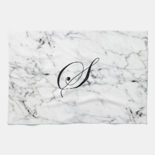 Linge De Cuisine Texture de marbre de monogramme de la lettre S