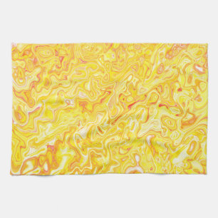 Linge De Cuisine Texture de marbre jaune citron miel Abstrait Liqui