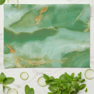 Linge De Cuisine Texture de pierre blanche et verte
