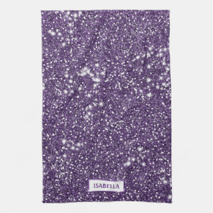 Linge De Cuisine Texture de scintillement violet faux avec nom pers