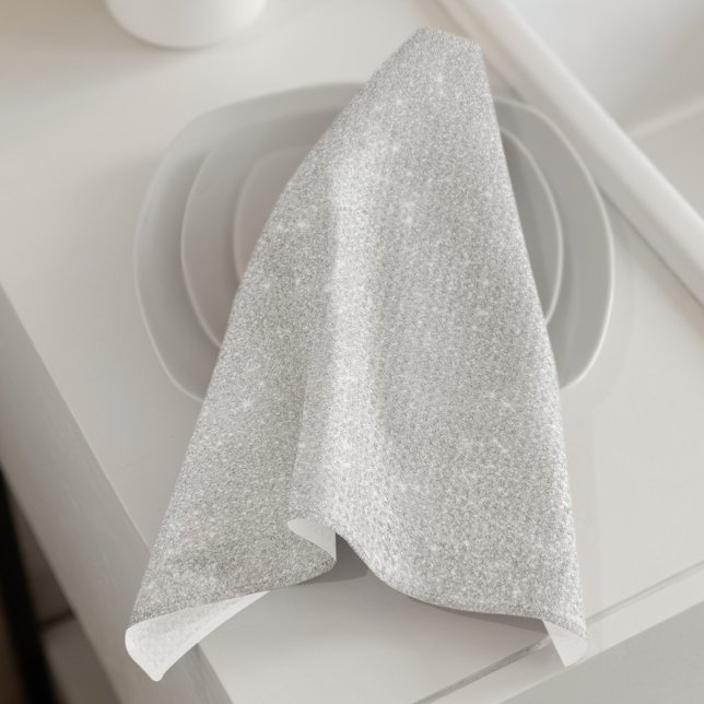 Linge De Cuisine Texture Parties scintillant argent blanc brillant  (Créateur téléchargé)