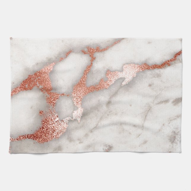 Linge De Cuisine Texture rose de marbre d'or (Horizontal)