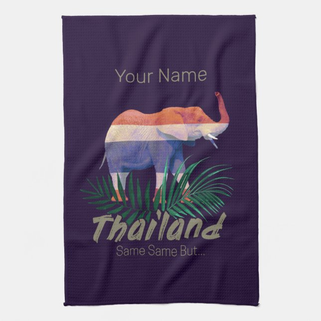 Linge De Cuisine Thaïlande Elephant Drapeau Jungle Feuille Souvenir (Vertical)