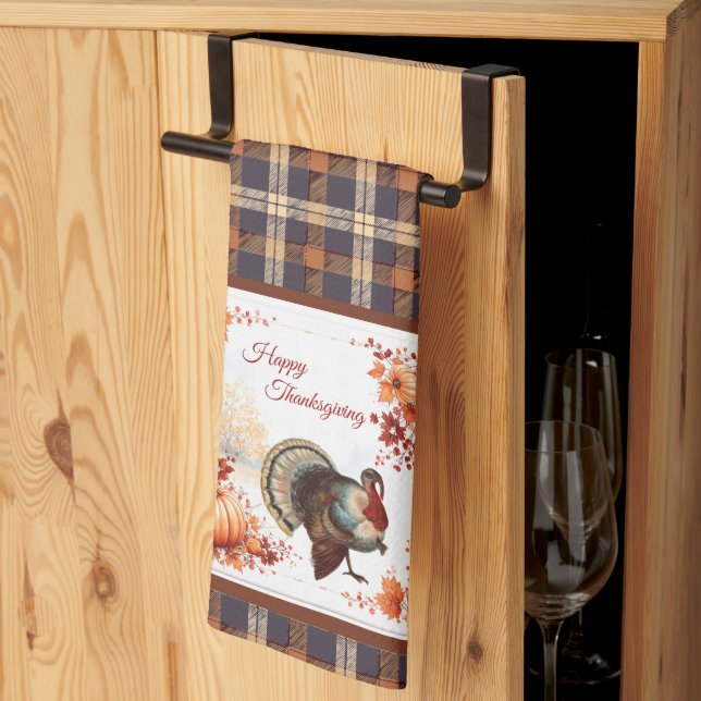 Linge De Cuisine Thanksgiving de la Turquie patriotique sur Plaid (Pliage en tiers)