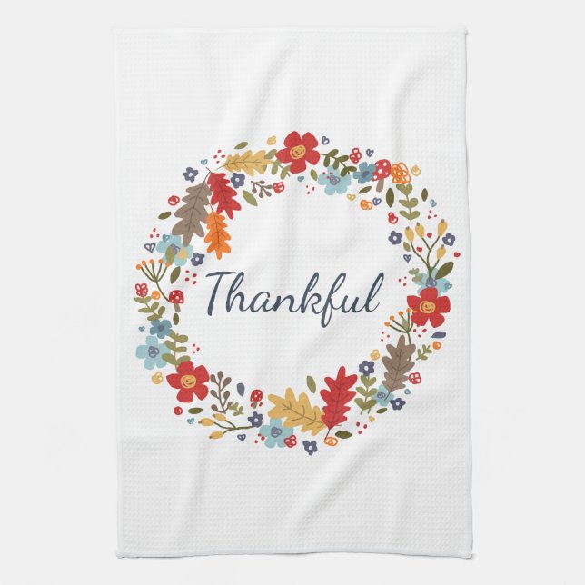 Linge De Cuisine Thanksgiving Fall Thankful Wreath Home Décor (Vertical)