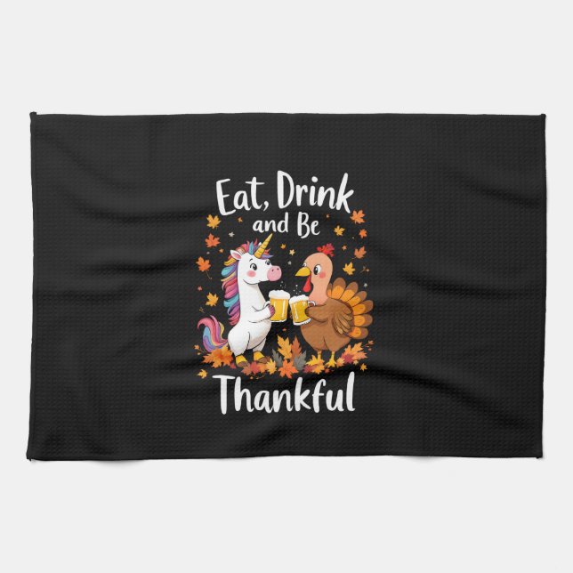 Linge De Cuisine Thanksgiving Funny Unicorn Turkey Day Beer Long Sl (Horizontal)