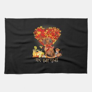 Linge De Cuisine Thanksgiving It's Fall Y'all Dachshund