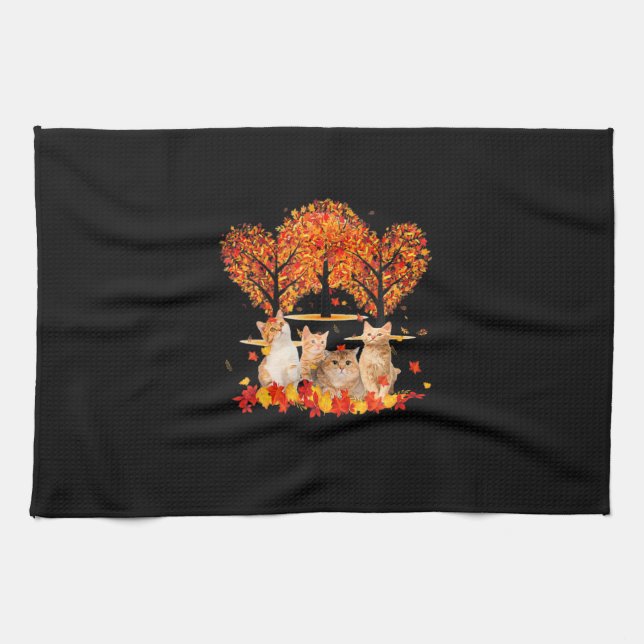Linge De Cuisine Thanksgiving Maple Cat Heart Shape Tree Leaf (Horizontal)