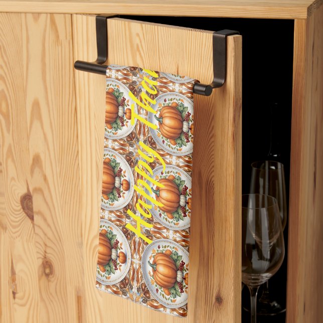 Linge De Cuisine Thanksgiving Modern Citrouille Collection d'automn (Pliage en tiers)