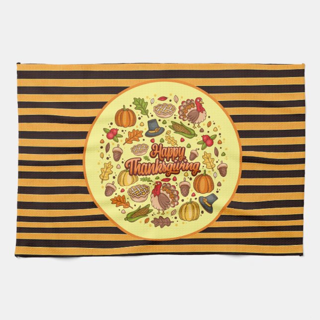 Linge De Cuisine Thanksgiving Moderne Belle Collection Automne (Horizontal)
