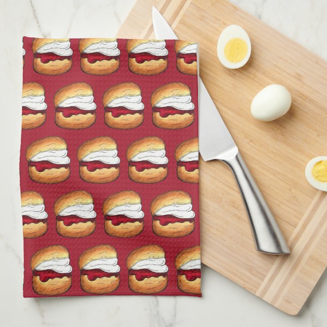 Linge De Cuisine Thé à haute crème Scone Jam Royaume-Uni Boulangeri (Quart Plié)