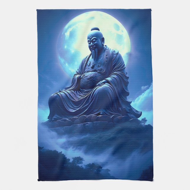 Linge De Cuisine The Moon’s Blessing Over the Celestial Statue (Vertical)