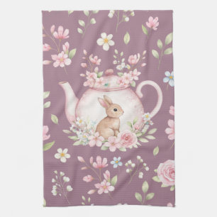 Linge De Cuisine Théière Lapin Fantaisiste Floral Printemps 