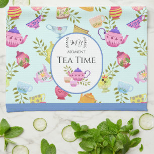 Linge De Cuisine Théières et tasses bleues