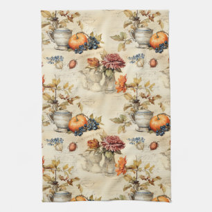Linge De Cuisine Thème cottagecore Citrouille Tasse à thé Floral Au