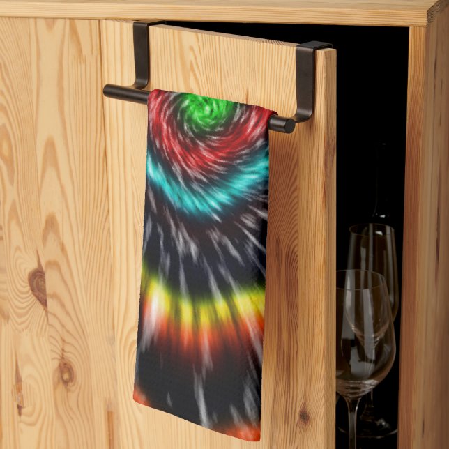 Linge De Cuisine Tie Dye Opale Noire,   (Pliage en tiers)