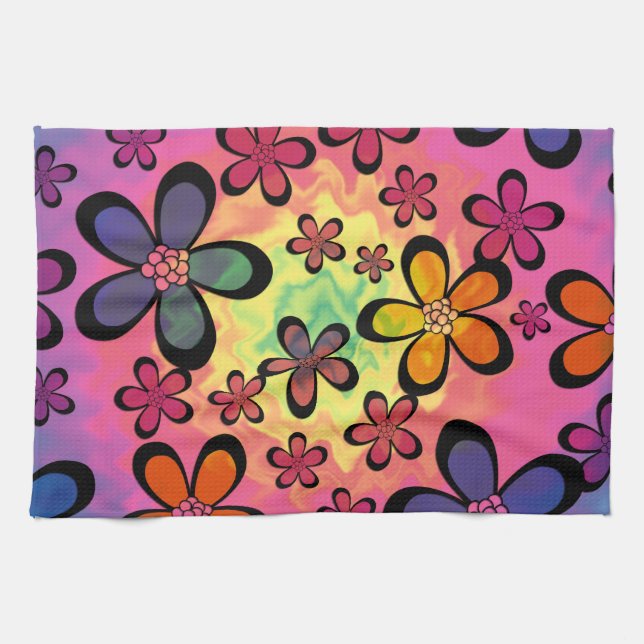 Linge De Cuisine tiedye floral (Horizontal)