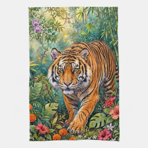 Linge De Cuisine Tigre du Bengale Bambou Vibrant Jungle