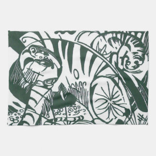 Linge De Cuisine Tigre par Franz Marc, Art expressionniste vintage