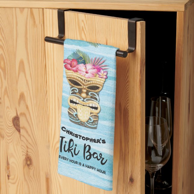 Linge De Cuisine  Tiki Bar Party Monogrammé (Pliage en tiers)