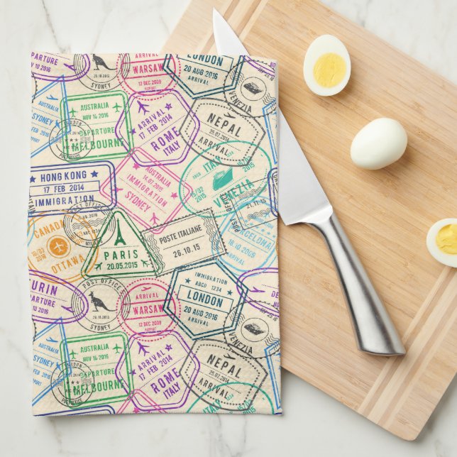 Linge De Cuisine Timbres de Voyage (Quart Plié)