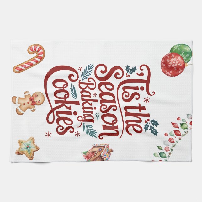 Linge De Cuisine 'Tis the Season Baking Cookies Kitchen Towel  (Horizontal)