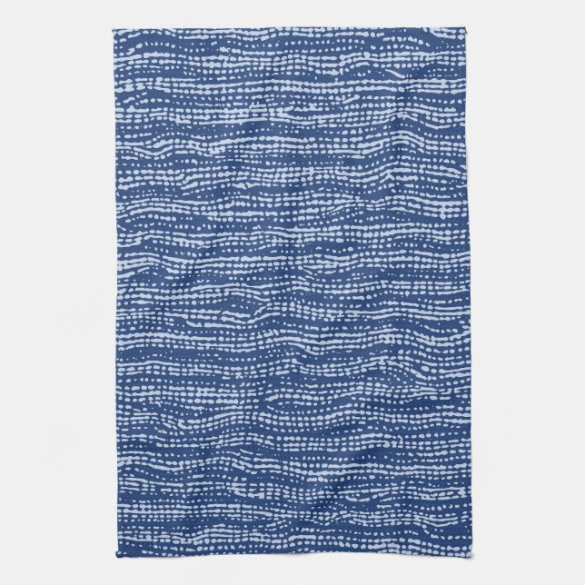 Linge De Cuisine Tissu de boue rayures en bleu indigo (Vertical)